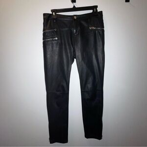 Blank NYC Leather Pants with Silver Zipper detailing